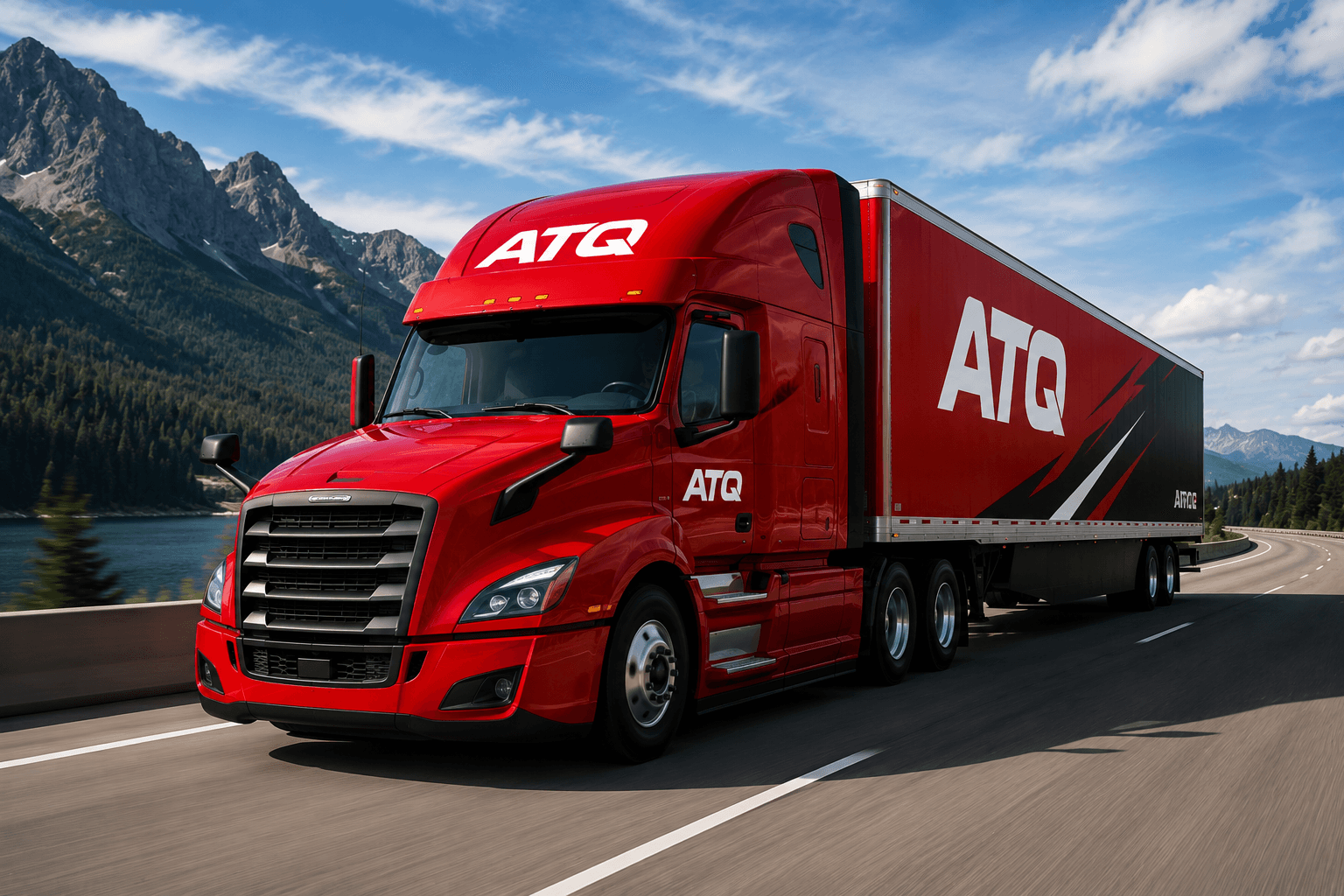 ATQ truck on a mountain highway in Western Canada